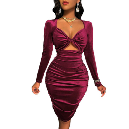 Damen Wickelkleid V-Ausschnitt Cut-Out-Details Elegantes Design
