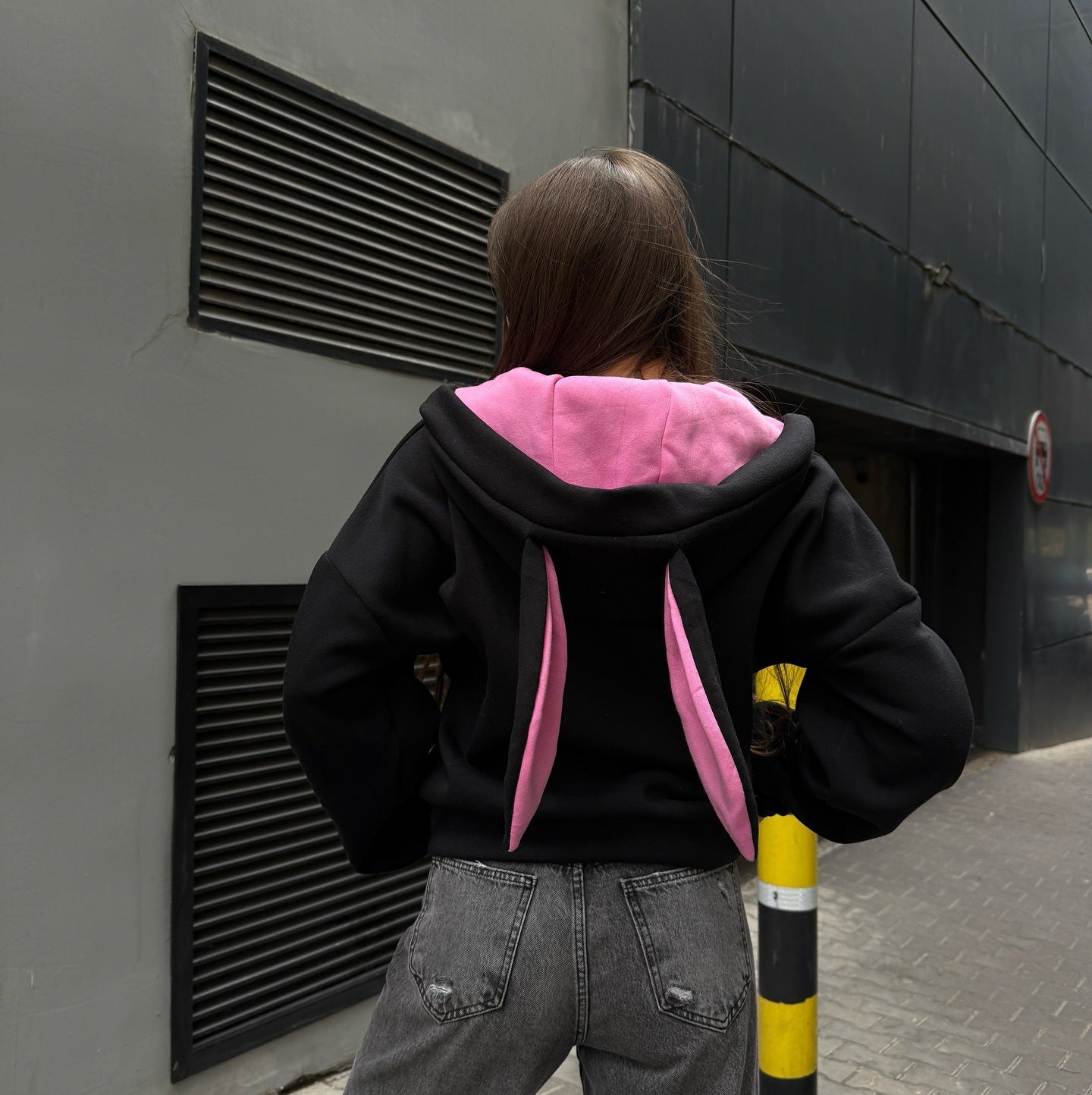 Damen Hoodie Oversized Hasenohren Norvielle