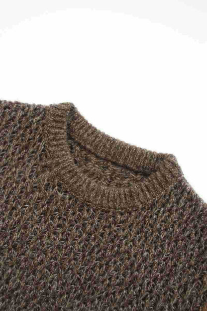 Damen Strickpullover Luftiger Strick Offene Struktur Beige
