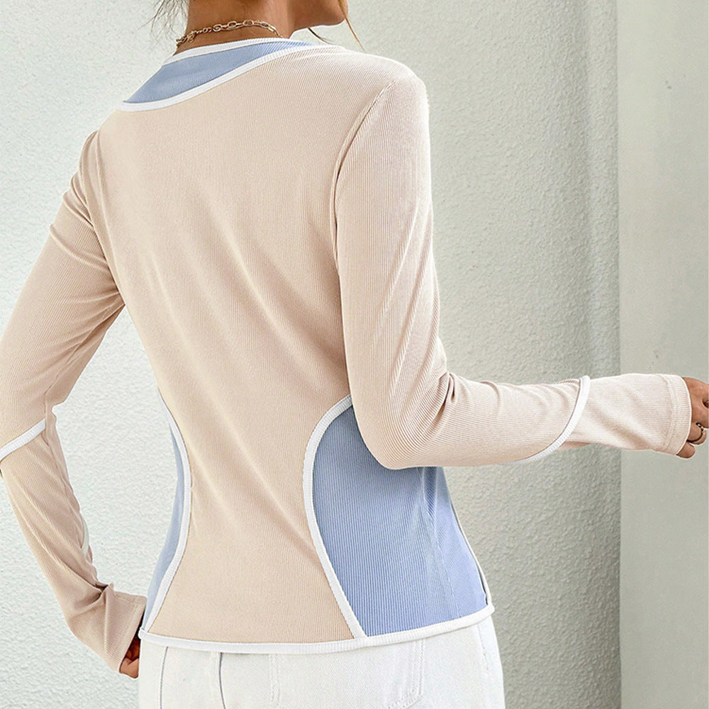 Damen Langarmshirt Elastische Fasern Farbenfroh