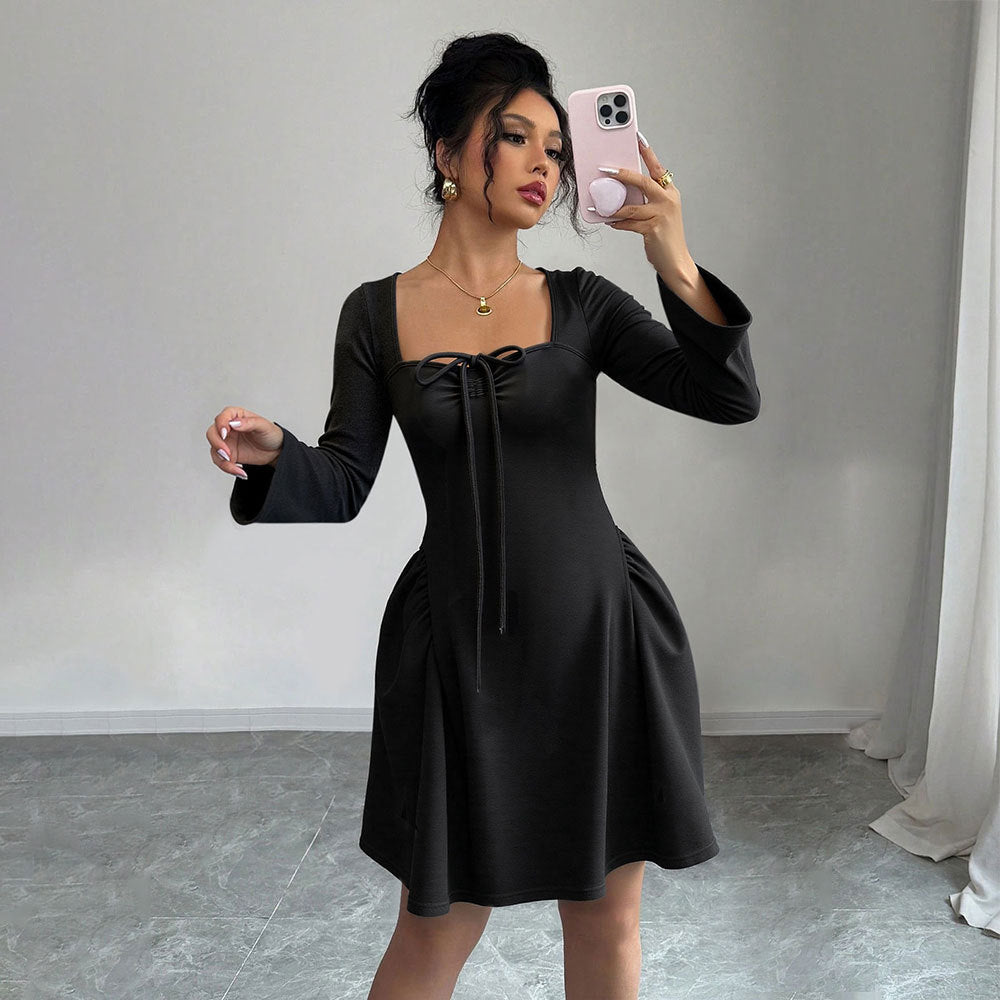 Damen Kleid Knielang Rüschen Tailliert Norvielle - Norvielle