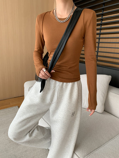 Damen Langarmshirt Weiches Material Figurbetont Norvielle