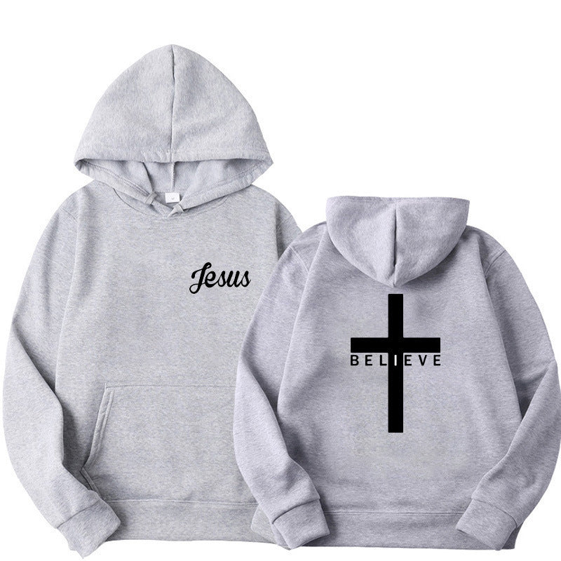 Damen Kapuzenpullover Bequem Glaubensdesign Dunkelgrau