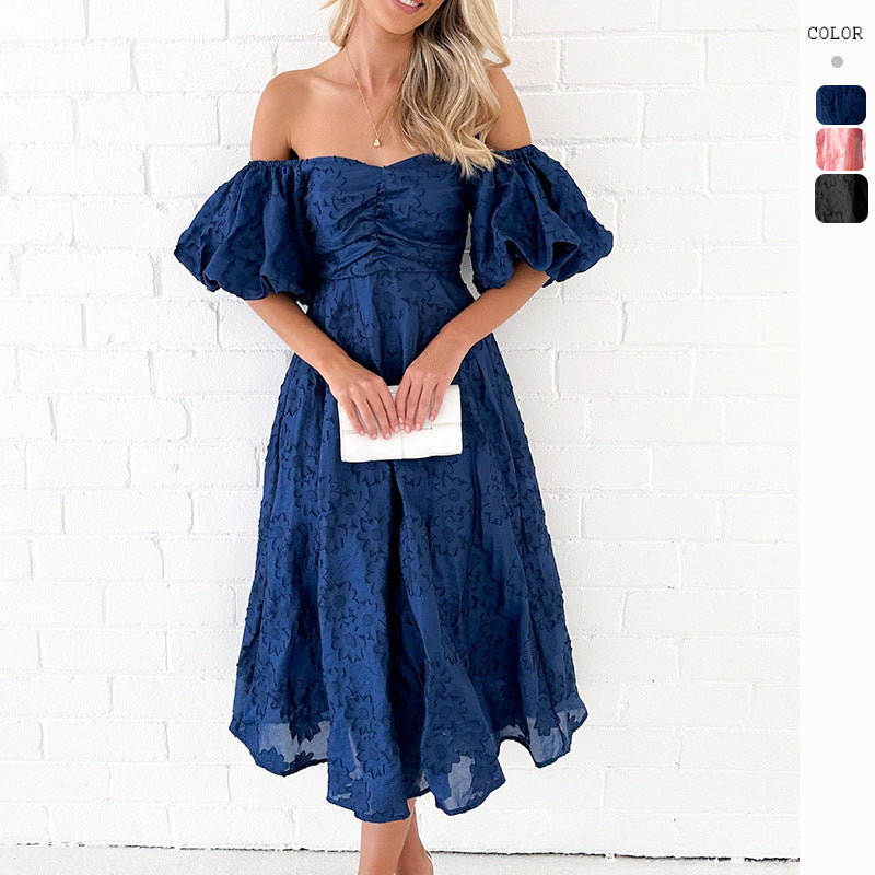 Damen Midikleid Puffärmel Floralmuster Norvielle - Norvielle