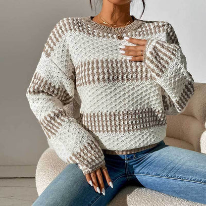 Damen Strickpullover Oversized Strukturmuster Norvielle
