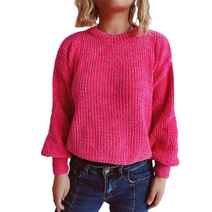 Damen Grobstrickpullover Weite Ärmel Strukturiert Beige Norvielle