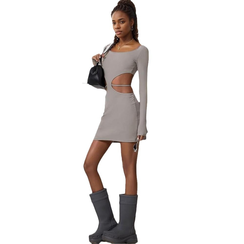 Damen Minikleid Cut-Out mit langen Ärmeln Norvielle