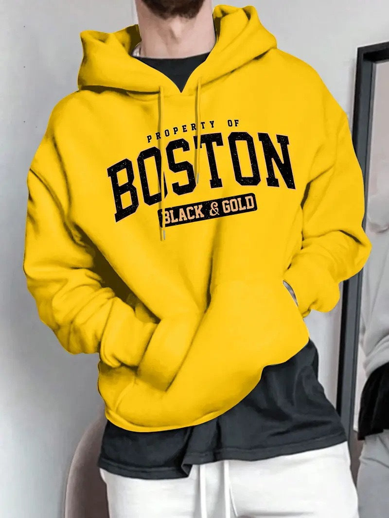 Herren Kapuzensweater Boston-Print Weich Norvielle
