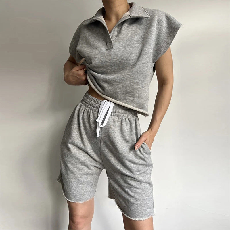 Damen Poloshirt Set mit Sweatshorts Norvielle