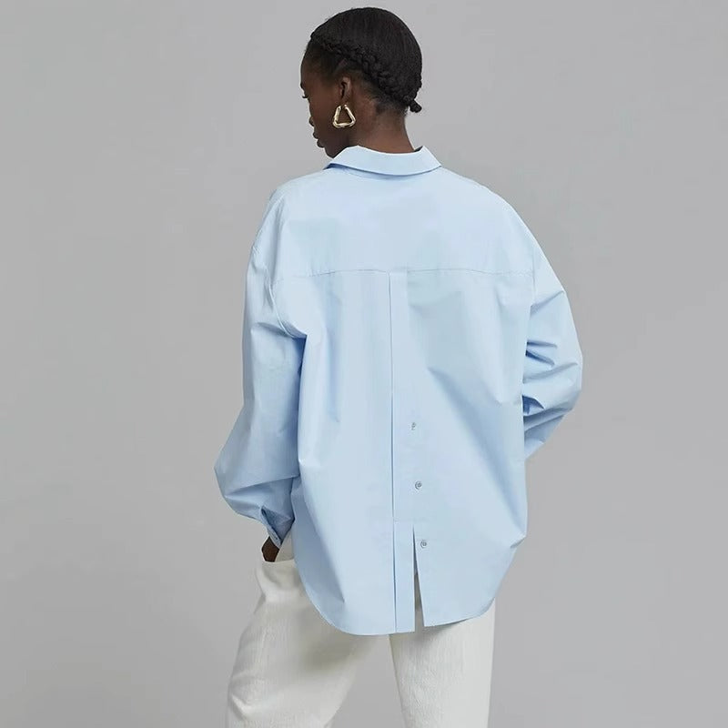 Damen Oversize-Hemd Norvielle Baumwolle Weiß