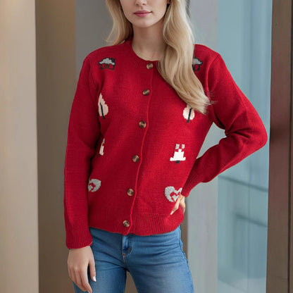 Damen Strickjacke Bunt Knöpfe Norvielle