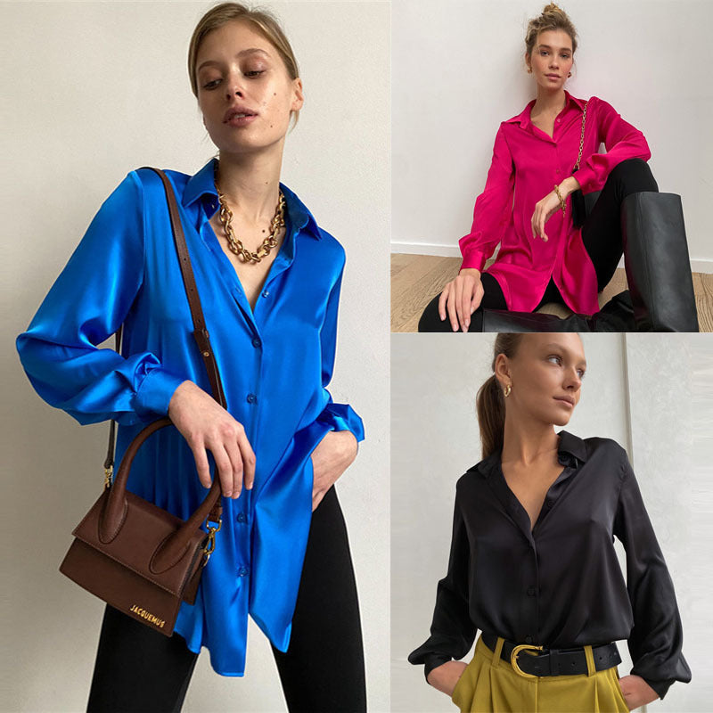 Damen Seidenbluse mit Knöpfen Elegantes Design Norvielle - Norvielle