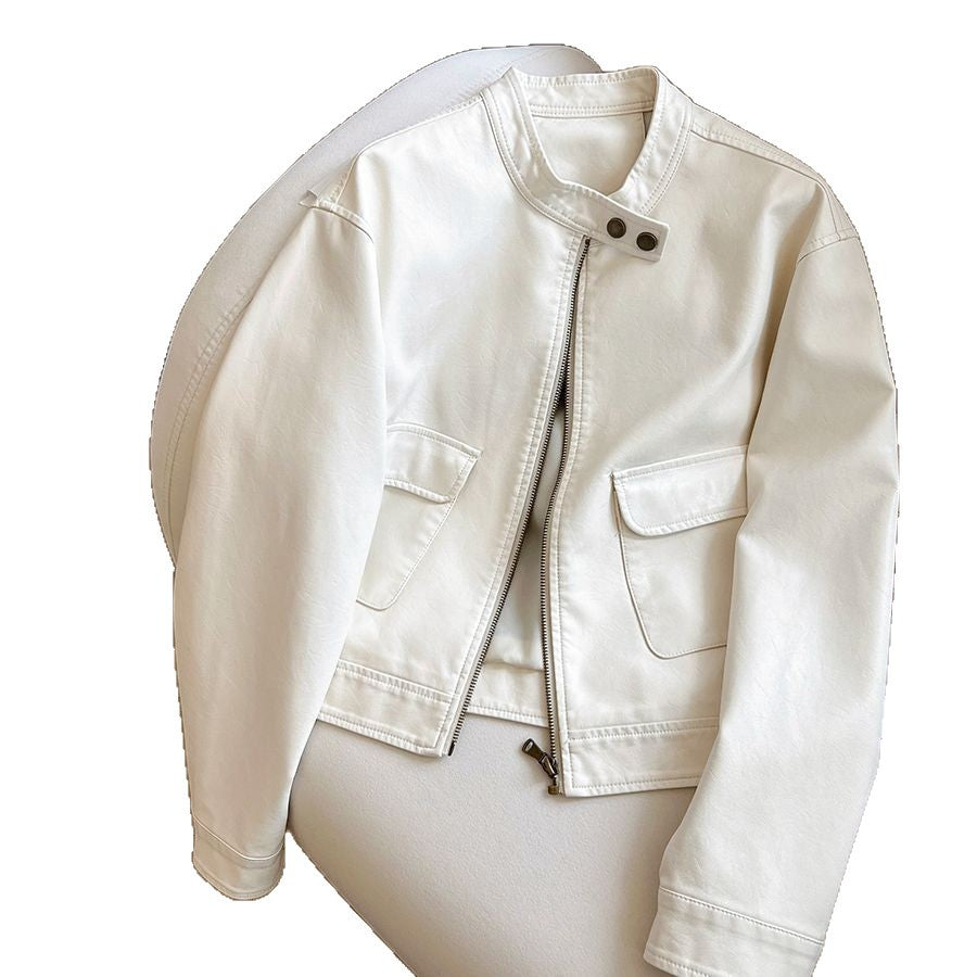 Damen Kunstlederjacke Zeitloser Schnitt