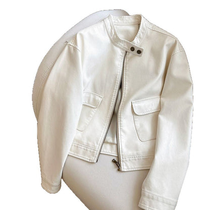 Damen Kunstlederjacke Zeitloser Schnitt