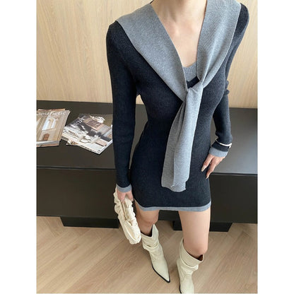 Damen Strickkleid Figurbetont Norvielle Langärmlig