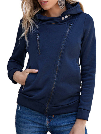 Norvielle Damen Sweatshirt Baumwollmix Kapuze Reißverschluss