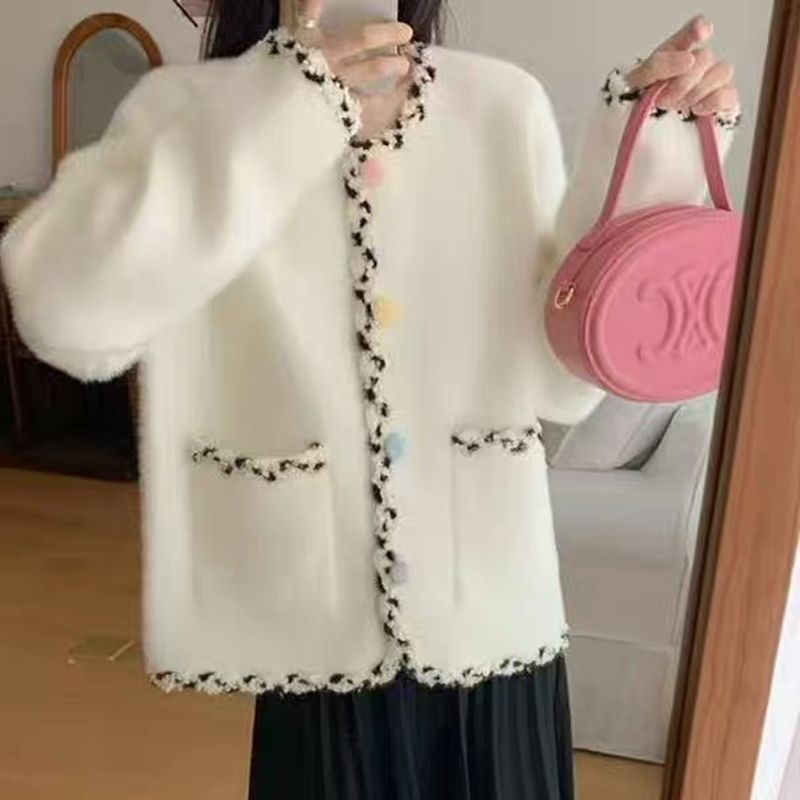 Damen Kuscheljacke Elegant Kontrast Akzente Norvielle - Norvielle