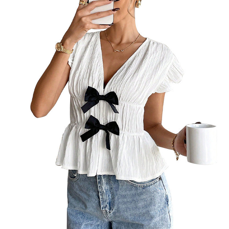 Damen Volantbluse Dekorativen Schleifen Bluse