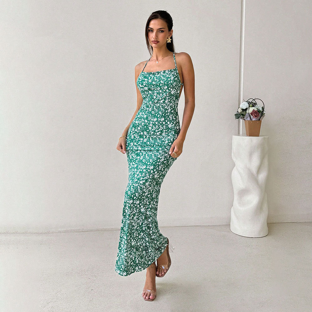 Damen Maxikleid Verstellbare Träger Floraler Druck Norvielle