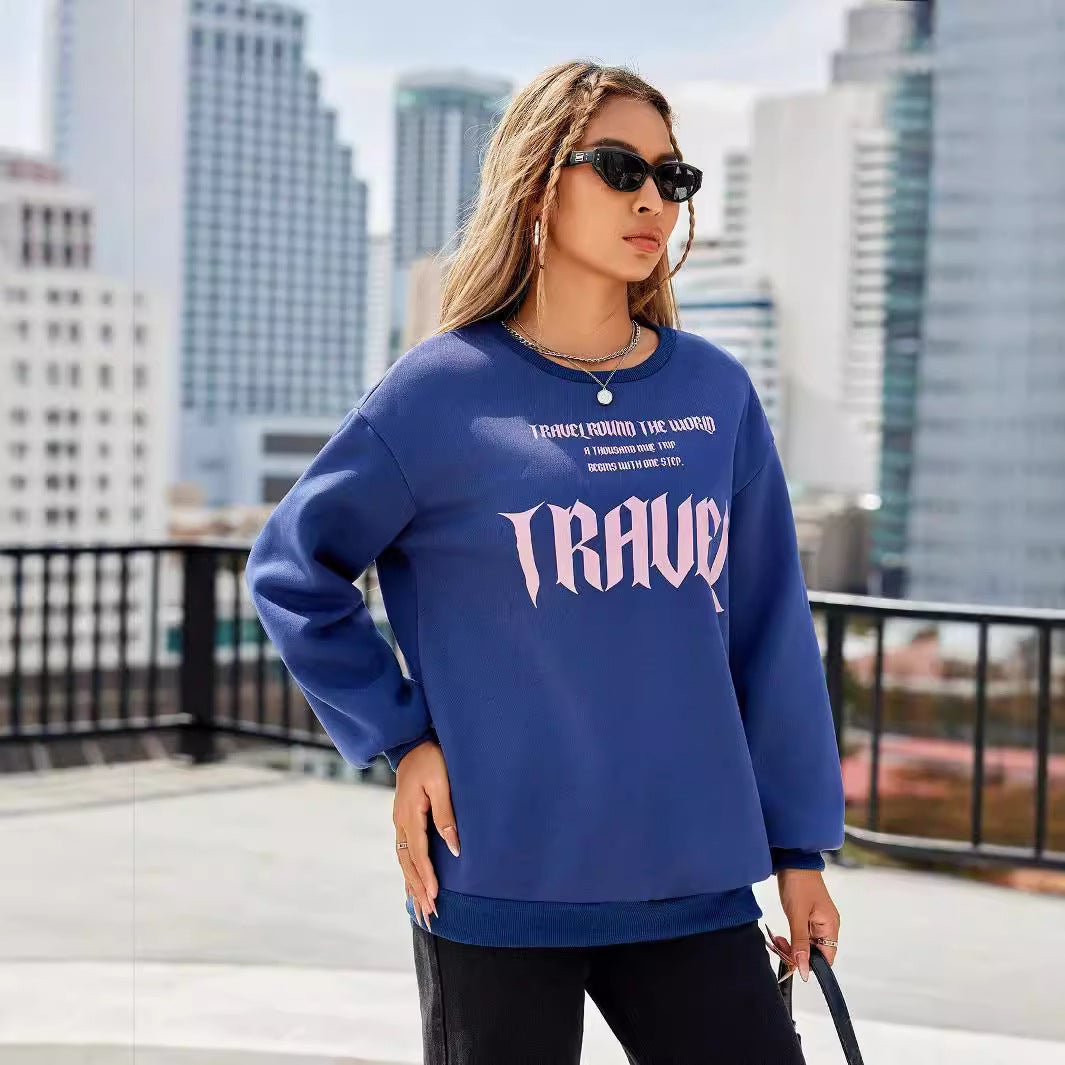 Damen Sweatshirt Lässiger Schnitt Mit Künstlerischem Schriftzug