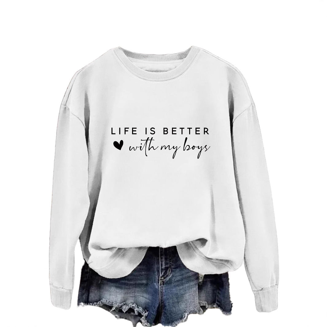 Damen Rundhals-Sweater mit Aufdruck Norvielle