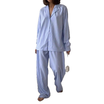 Damen Gestreiftes Pyjama-Set Baumwolle Norvielle