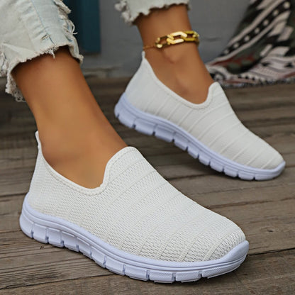Damen Slip-On Sneakers Atmungsaktives Obermaterial Flexibler Sohle