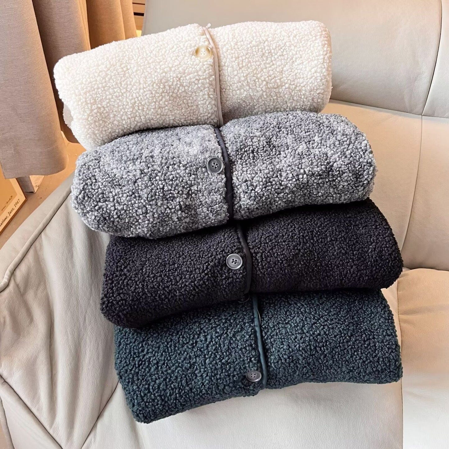 Damen Kuscheljacke Weich Norvielle Mit Knöpfen