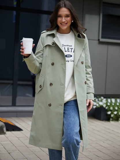 Damen Trenchcoat Doppelter Knopfleiste Taillengürtel Norvielle