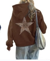 Damen Kapuzenpullover Leopardenstern-Design Norvielle