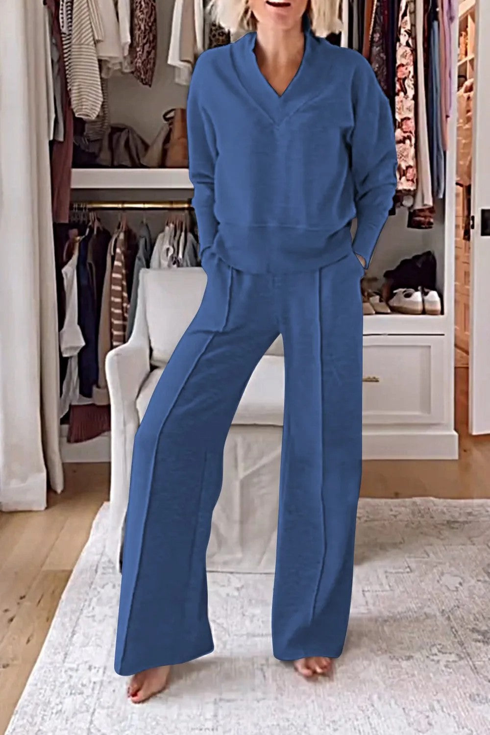 Damen Loungewear-Set V-Ausschnitt Weit Norvielle