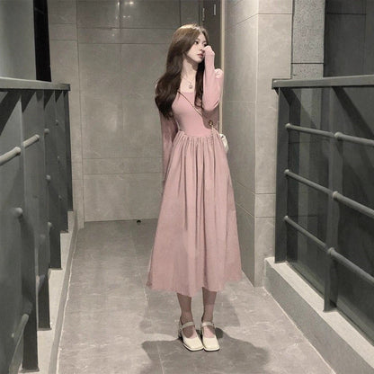 Damen Midi-Kleid Langärmlig mit Puffärmeln Norvielle