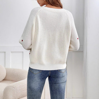 Damen Strickjacke mit Herzapplikationen und Knöpfen Norvielle