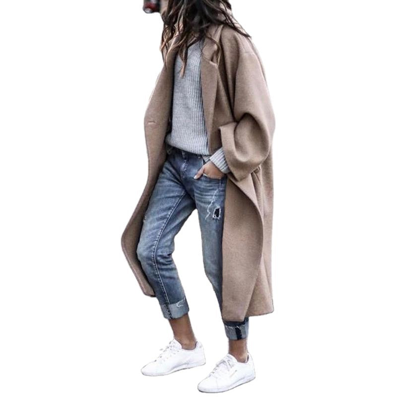 Damen Oversize Wollmantel Reverskragen Norvielle