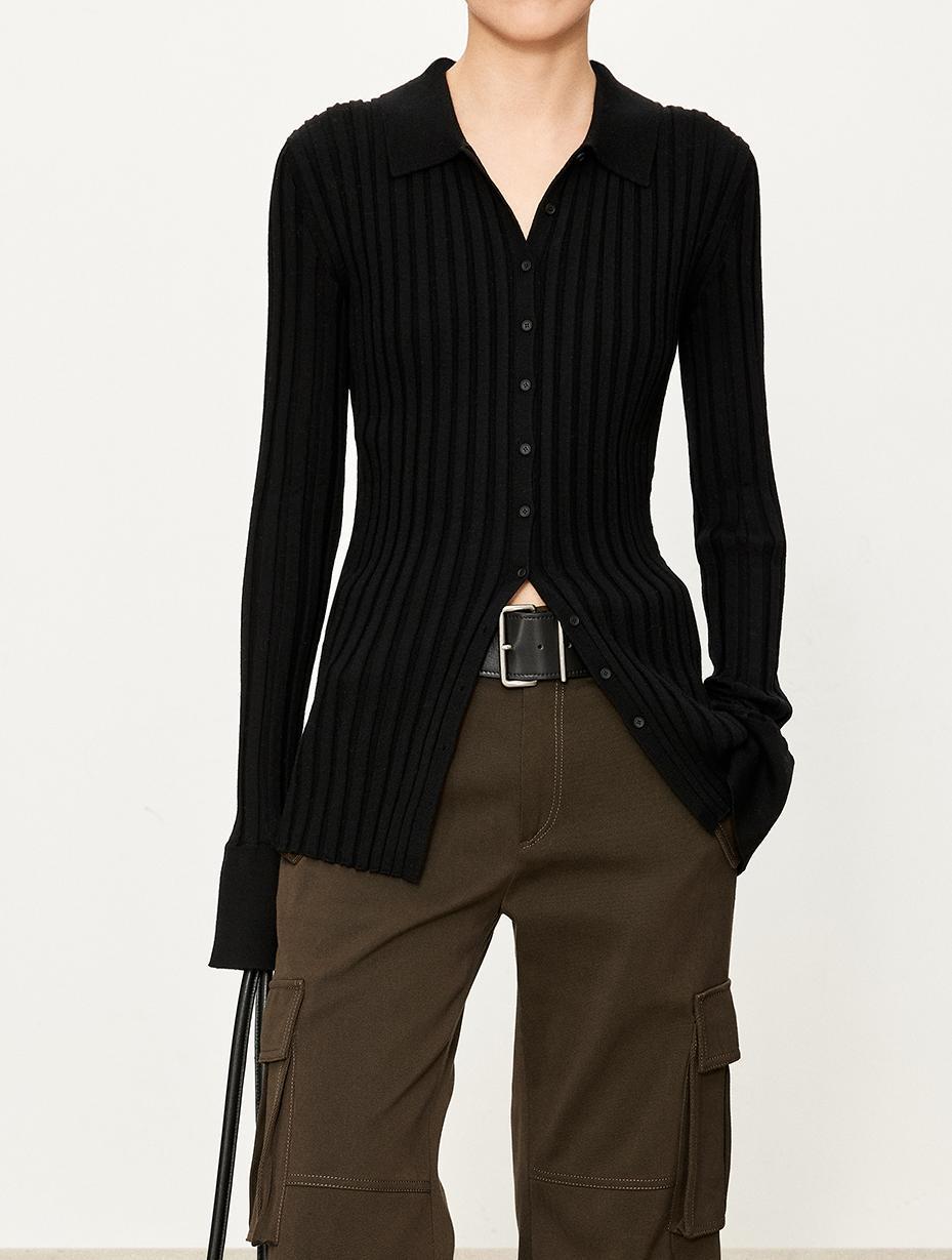 Damen Rippstrickhemden Slim Fit Norvielle