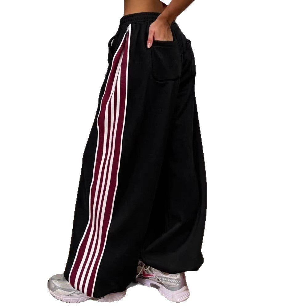 Damen Sportfreizeithose Elastischer Bund Seitliche Streifen