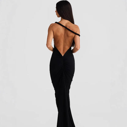 Damen Abendkleid Figurbetont Halterdesign schwingender Saum