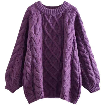 Damen Strickpullover Zopfmuster Weites Design Norvielle