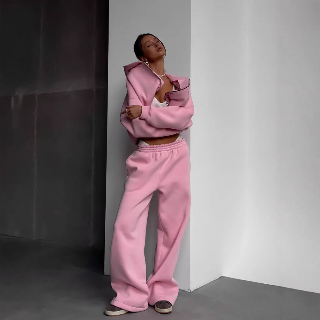 Damen Oversize-Jacke mit Reißverschluss und weiten Hosen Norvielle