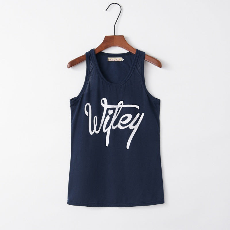 Damen Tanktop mit Schriftzug Trendfarbe Weiß