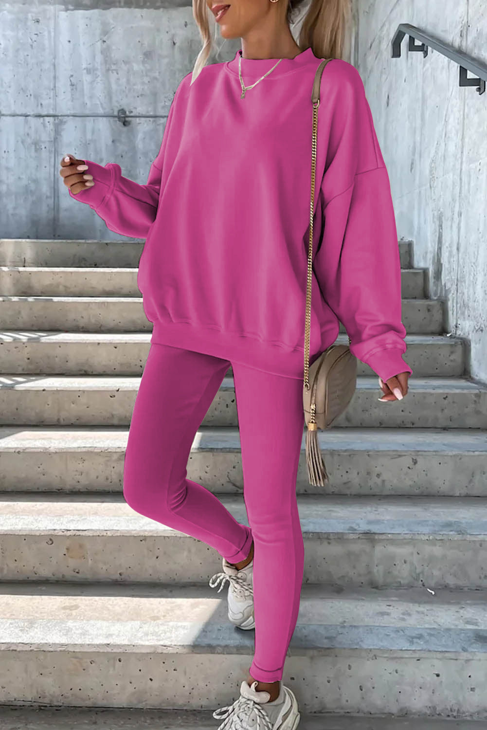 Damen Oversized Sweatshirt Set mit engen Leggings Norvielle