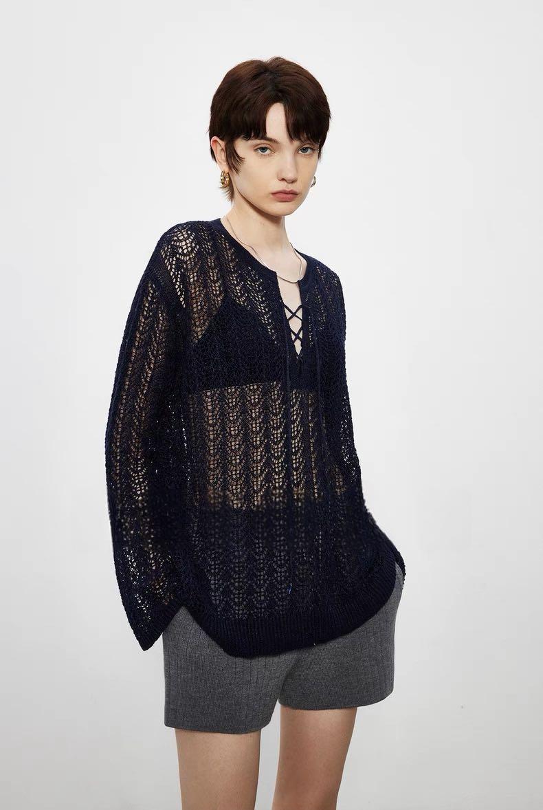 Damen Strickpulli Luftiger Auschnitt Norvielle