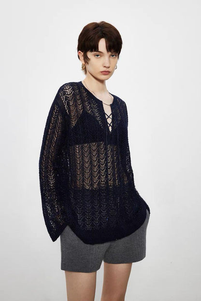 Damen Strickpulli Luftiger Auschnitt Norvielle