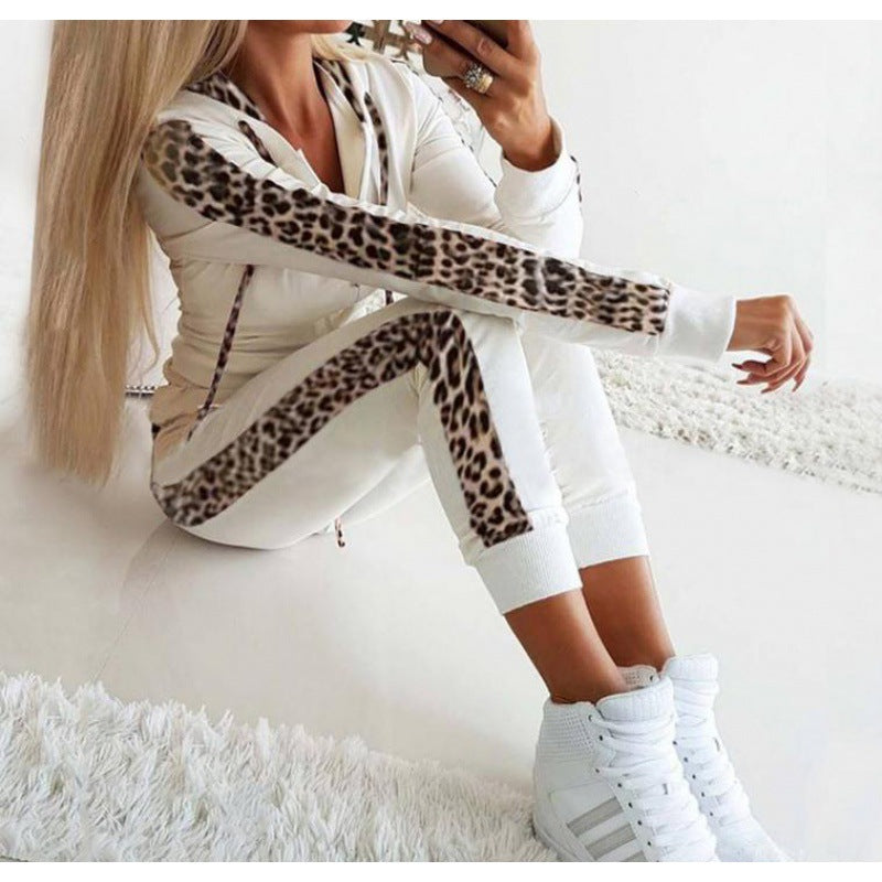 Damen Sportanzug Leopardenmuster Stretch