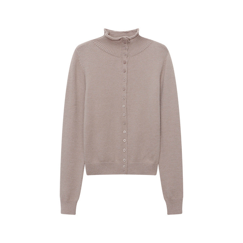 Damen Strickpullover Norvielle mit Knöpfen und hohem Kragen