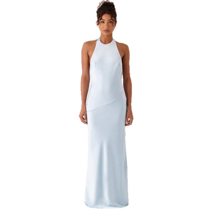Damen Abendkleid Elegantes Halterdesign Fließender Stoff