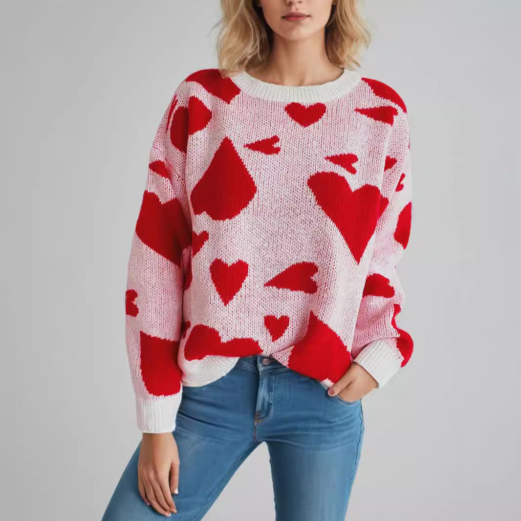 Damen Pullover mit Herzmotiven Norvielle