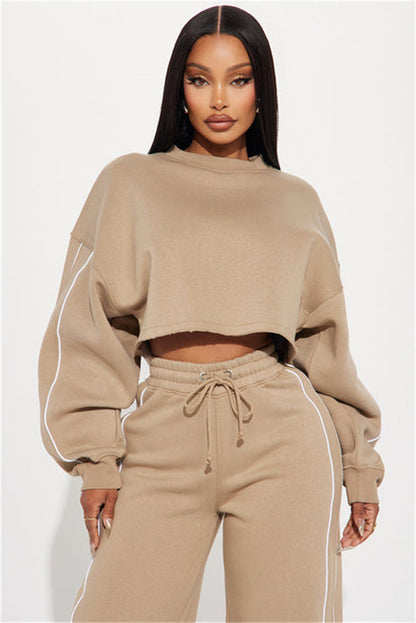 Damen Sportlicher Jogginganzug Set Cropped Sweatshirt Norvielle