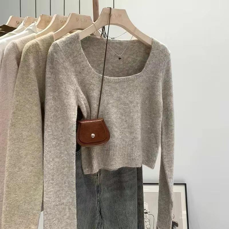 Damen Pullover Rundhals Feinestruktur Beige