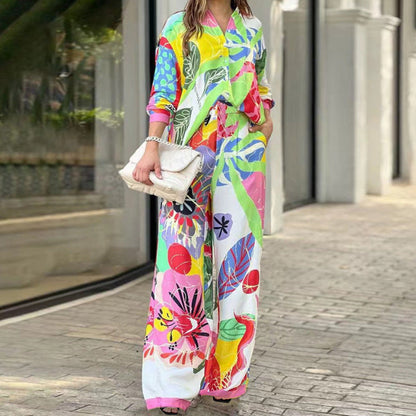 Damen Zweiteiliger Overall Blumenmuster Locker Passform - Norvielle